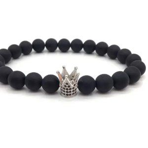 New Illustrious Steel Bracelet Cz w/Silver Crown